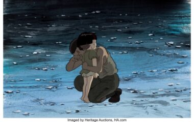 Grave of the Fireflies Seita and Setsuko Production Cel with Production Background (Studio Ghibli, 1988)