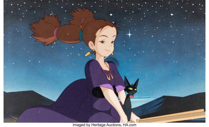 Kiki's Delivery Service - Senior Witch and Cat Production Cel (Studio Ghibli, 1989)