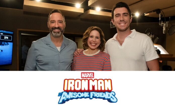 From Left: Tony Hale, Vanessa Bayer and Talon Warburton [ph: Disney Jr. / Vince Bucci]