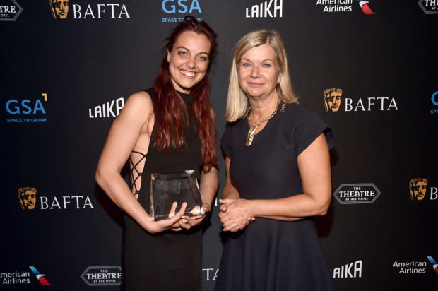 Lucia Bulgheroni, winner of the BAFTA Student Award Special Jury Prize, and BAFTA LA CEO, Chantal Rickards. [Photo: Alberto E. Rodriguez/Getty Images for BAFTA LA] 